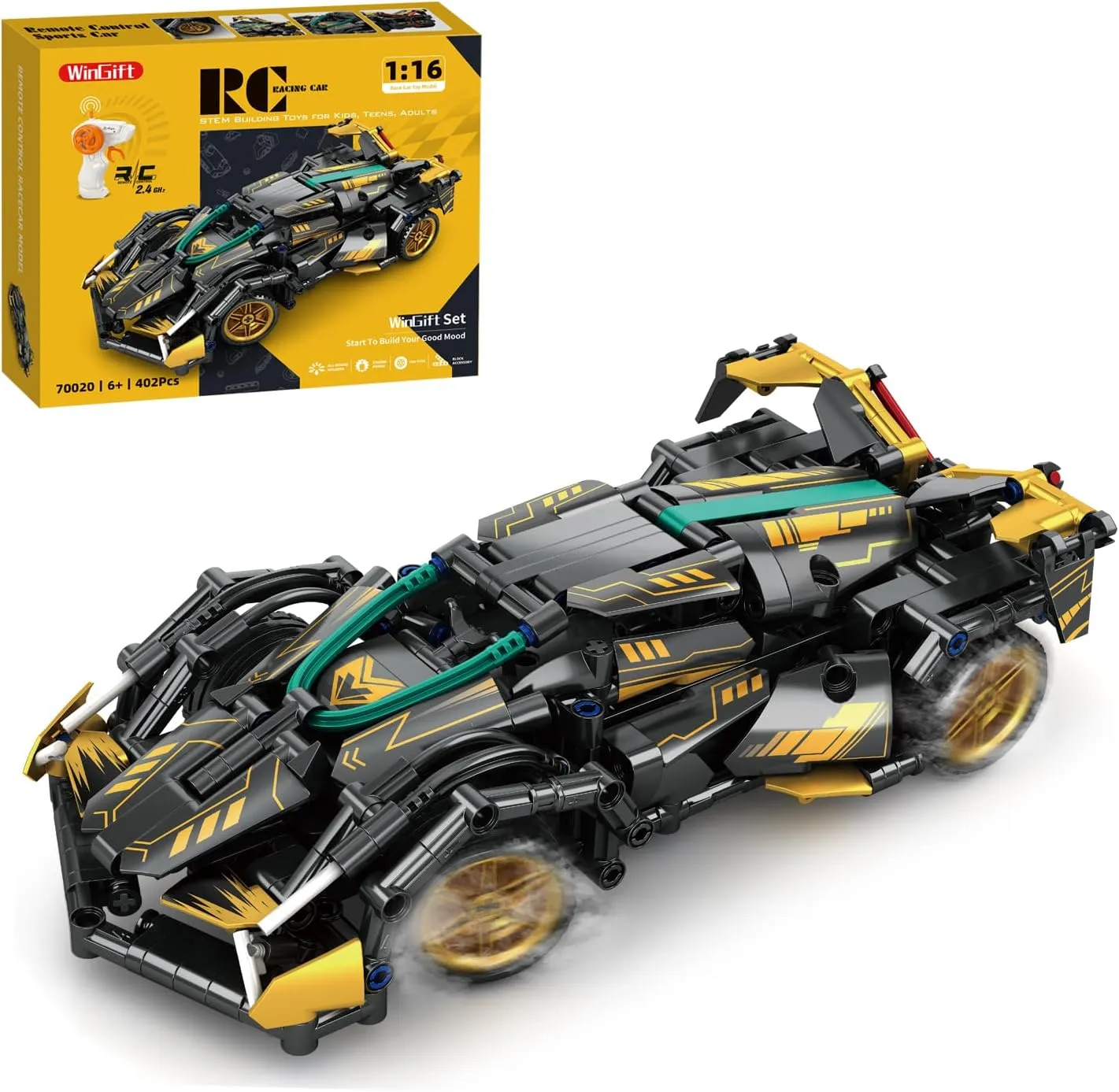 402 Piece Remote Control Racing Car Building Set for Kids,STEM 1:16 technology Sports Car Collection Model Brick Kit,Rechargeable RC Sports Cars Toy Set Gift for 6 7 8  Year Old Boys and Girls