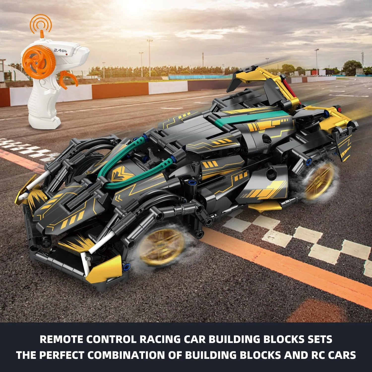 402 Piece Remote Control Racing Car Building Set for Kids,STEM 1:16 technology Sports Car Collection Model Brick Kit,Rechargeable RC Sports Cars Toy Set Gift for 6 7 8  Year Old Boys and Girls