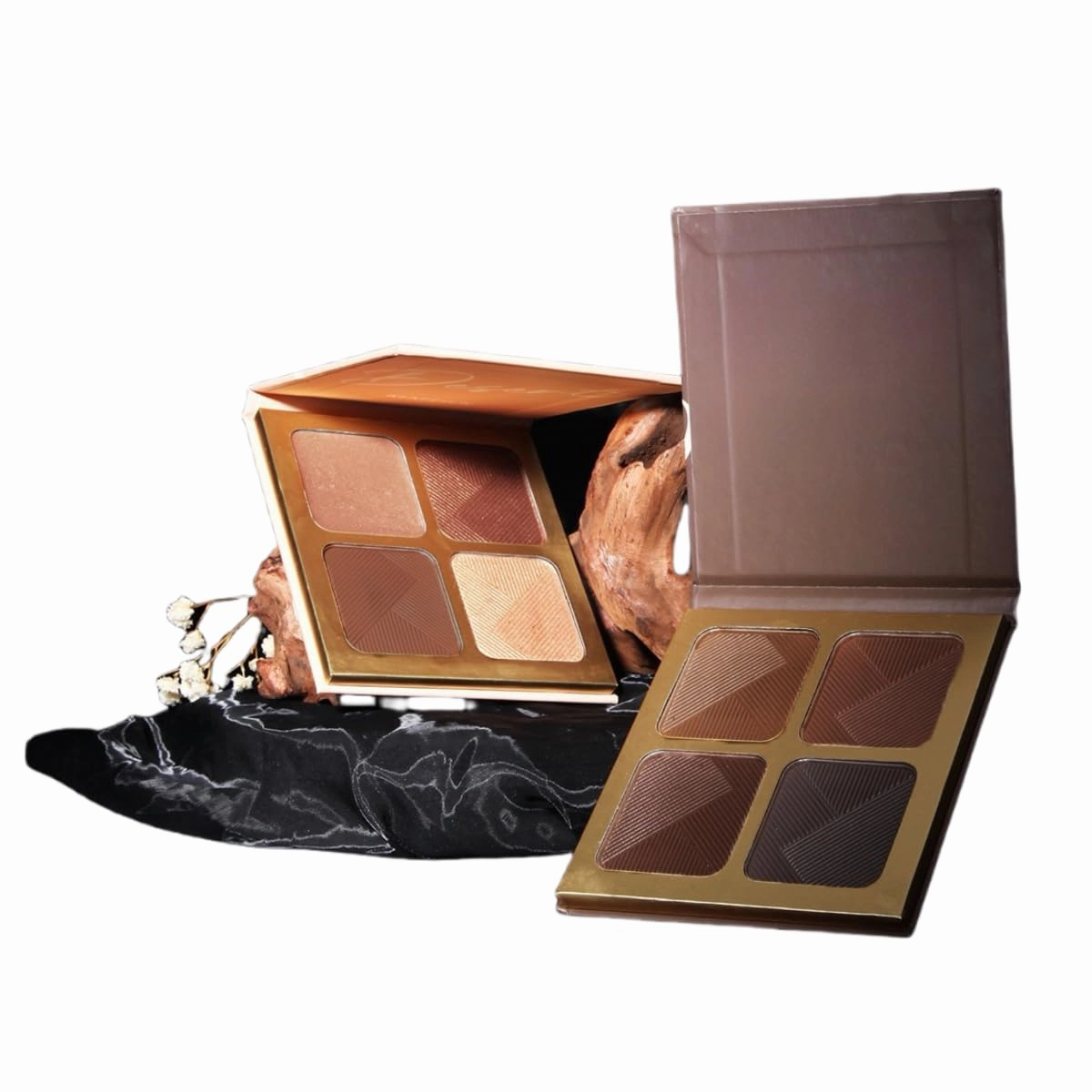4-Color Earth Tone Highlighter and Contour Palette, Face and Eye Makeup Set for Beginners, Women's Gift