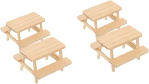 4pcs Doll House Mini Chairs Table Cute Furniture for Dollhouses Decorative Photo Lightweight Material for Miniature Scenes and Collectibles