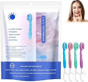 5 in 1 Mini Brush, Toothpaste and Floss, 26 Packs Disposable Toothbrushes with Toothpaste, Mini Toothbrushes Individually Wrapped Box, Oral Care On The Go Prepasted Travel Toothbrush