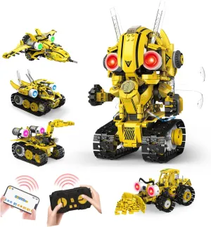 5 in 1 STEM RC Robot Building Kit, 673PCS Remote & App Controlled Jets Building Blocks Set, Robotic Technic Creative Toys, DIY Build Science Learning Gift for Boys Girls Age 6 7 8 9 10 11 12 