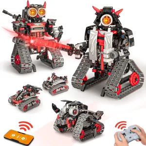 5 in 1 STEM RC Robot Building Kit, APP & Remote Control Samurai/Ninja Blocks 419 Pcs, Erector Set RC Toy for Kids, DIY Build Science Educational Gift for Age 6 7 8 9 10 11 12  Boys & Girls