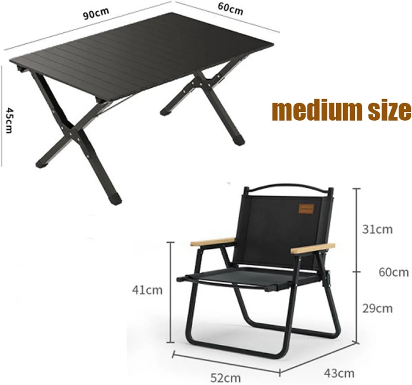 5-Pack Portable Camping Table Chairs, Folding Aluminum Roll-up Picnic Backpacking Table with Lightweight Lawn Chairs and Carrying Bag, Easy Carrying