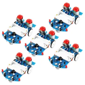 5 PCS Soldering Practice Kit, Icstation Simple Robot Kit Soldering Project Line Following Tracking Smart Car (Stepper Motor) for Back to School Science STEM Learning
