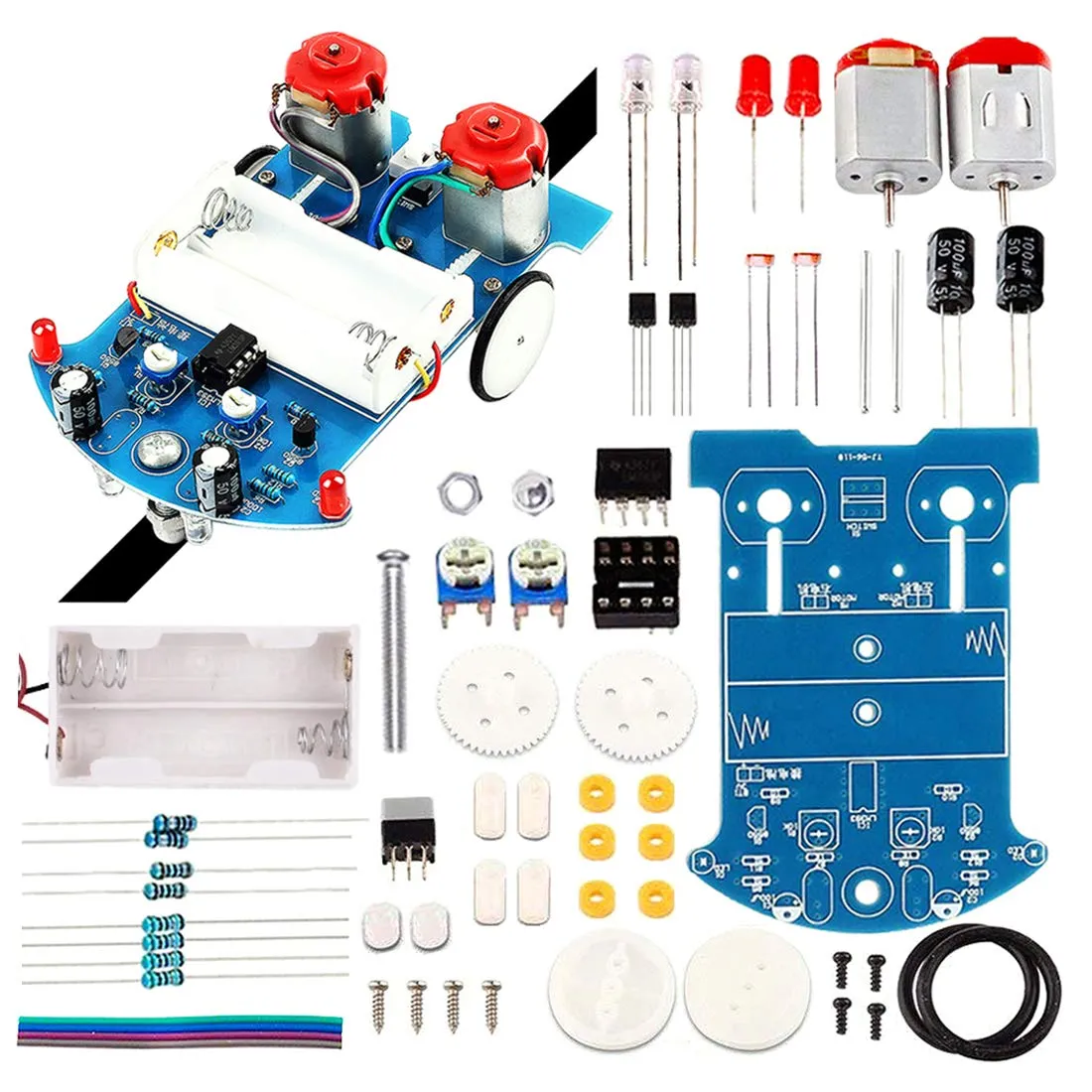 5 PCS Soldering Practice Kit, Icstation Simple Robot Kit Soldering Project Line Following Tracking Smart Car (Stepper Motor) for Back to School Science STEM Learning