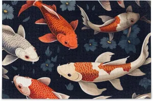 500 Pieces Puzzles for Adults - Colorful Koi Fish Print Stress Relief Puzzle, Family Entertainment, Relaxation and Leisure, Collectible Decoration Puzzle