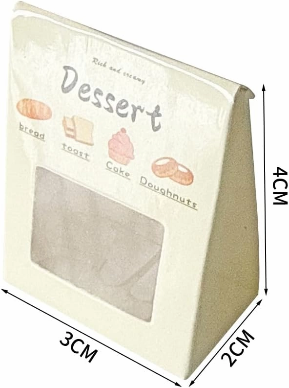 50pcs Miniature Bread Bag Cake Boxes Sets for Dollhouse Accessories Mini Kitchen Dessert Store