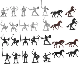 56pcs Medieval Soldiers Model Creative Mini Crafts for Boys and Girls Imaginative Tabletop Decorations Includes Soldiers Horses Engaging Interactive Toys for Brain Development