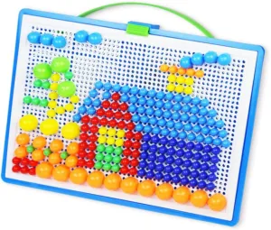 592Pcs Creative DIY Mushroom Nail Jigsaw Puzzle Game Set Educational for Mosaic Pegboard Enhances Creativity and Hand Eye Coordination Random Color