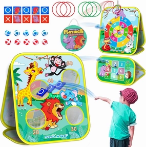 5-in-1 Bean Bag Toss Game for Kids, Animal Corn Hole Outdoor Toy for Toddler, Outside Yard Party Lawn Backyard Games Birthday Gift for Boy Girl Age 3 4 5 6 7 8