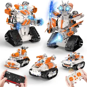 5in1 STEM Robot Building Toys for Kids, Remote & APP Controlled Robot Car Tank STEM Building Kit for Kids Science Learning, 689 Pcs DIY Building Blocks Set Gifts for Age 6 7 8 9 10 11 12  Boys & Girls