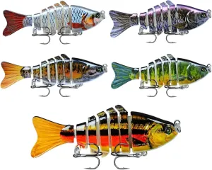 5Pcs Fishing Lures, 3D Bionic Swimming Bait, Bionic Fishing Lures That Swim by Itself