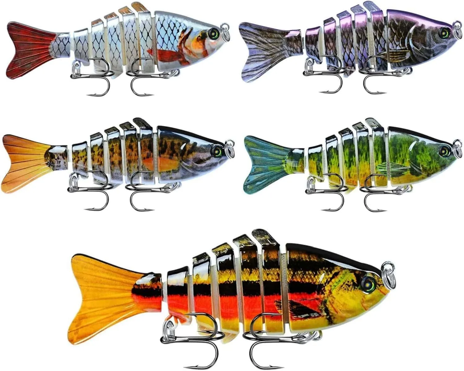 5Pcs Fishing Lures, 3D Bionic Swimming Bait, Bionic Fishing Lures That Swim by Itself