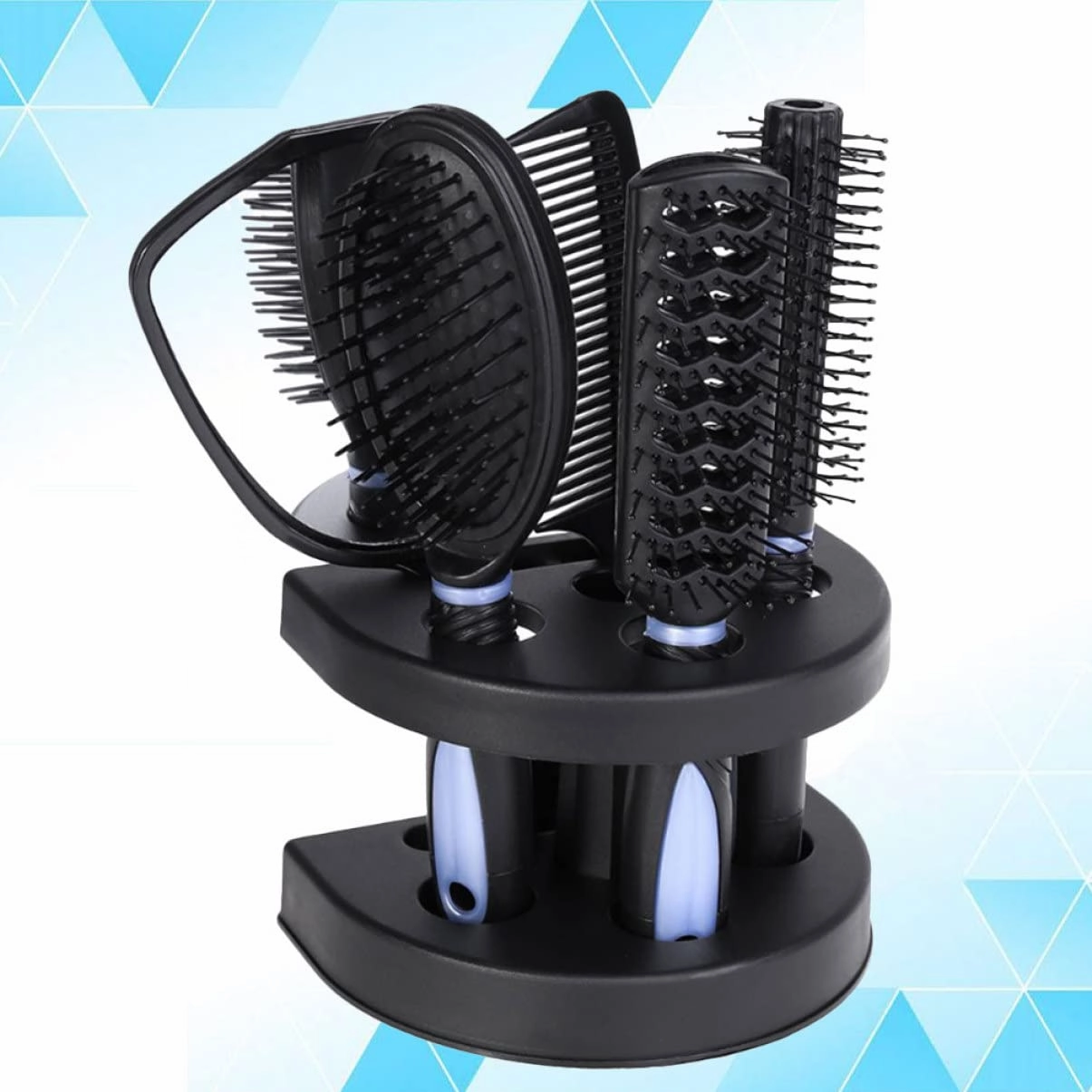 5pcs Anti-static Hair Comb and Mirror for Salon and Home Use Lightweight Durable Hair Styling Tools Blue for Makeup and Care