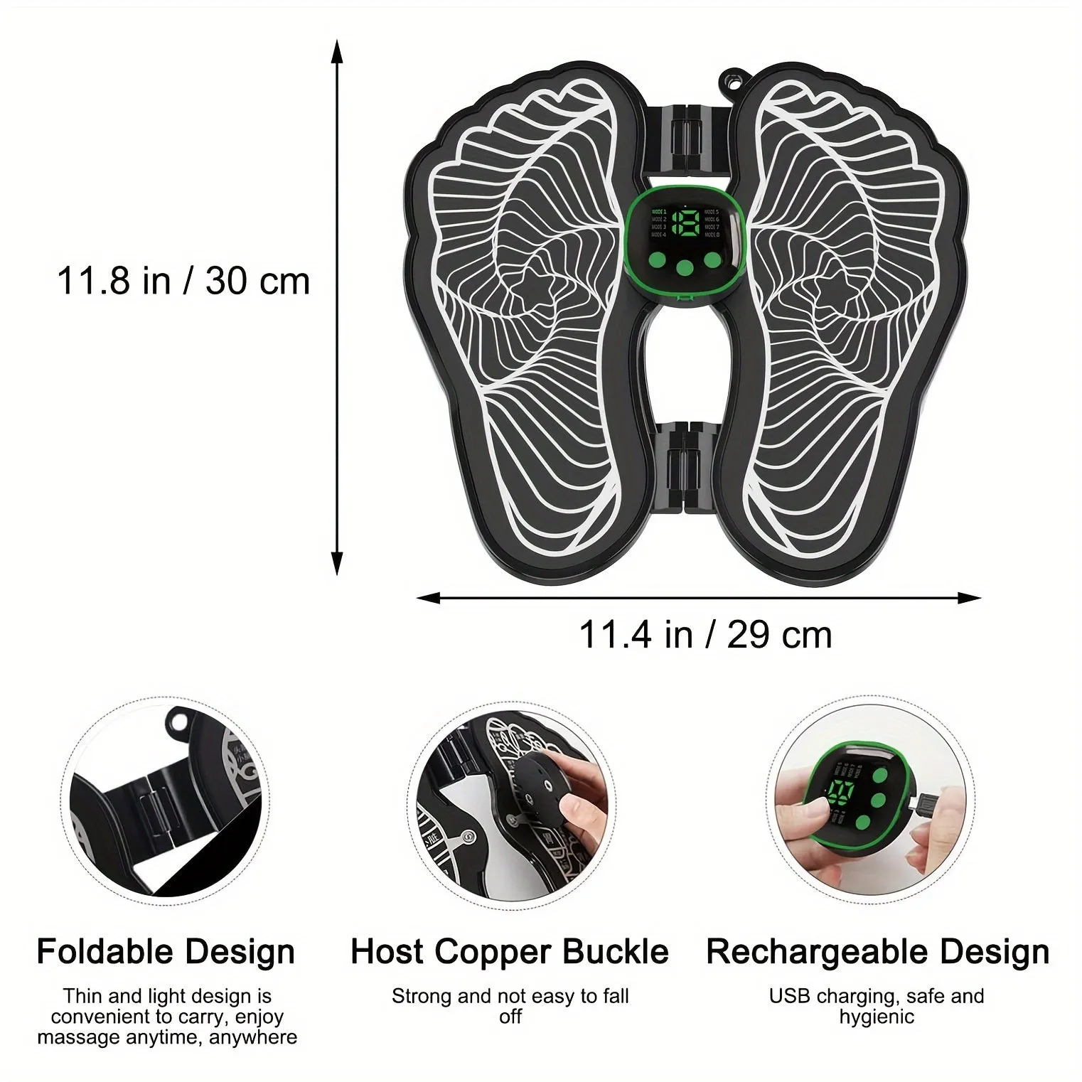 6-Mode Rechargeable Foot Massager Mat with 19 Levels - Relieves Plantar Pain, Improves Circulation, and Relaxation
