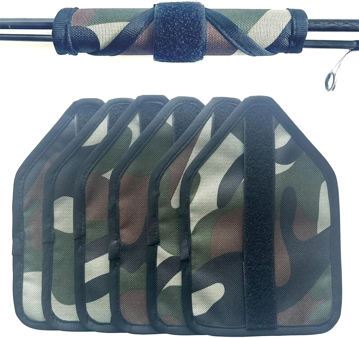 6 Pack Trapezoidal Pack Fishing Rod Armor Fishing Lure Wrap Fishing Rod Tie Durable Fish Hook Cover Fishing Lure Storage Protector Fishing Gloves for Outdoor Camping Ensure Fishermen's Safety