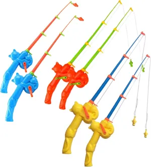 6 Pieces Fishing Rod Magnetic Fishing Game Educational Learning Toys 3 Colors Plastic Floating Fish Toddler Color Ocean Sea Animals for Children and Adult Magnetic Fishing Rod Game