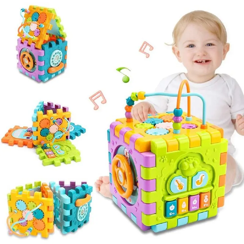 6 Slide Intelligence Learning Musical Shape Sorter Activity Cube (2-5 Years)