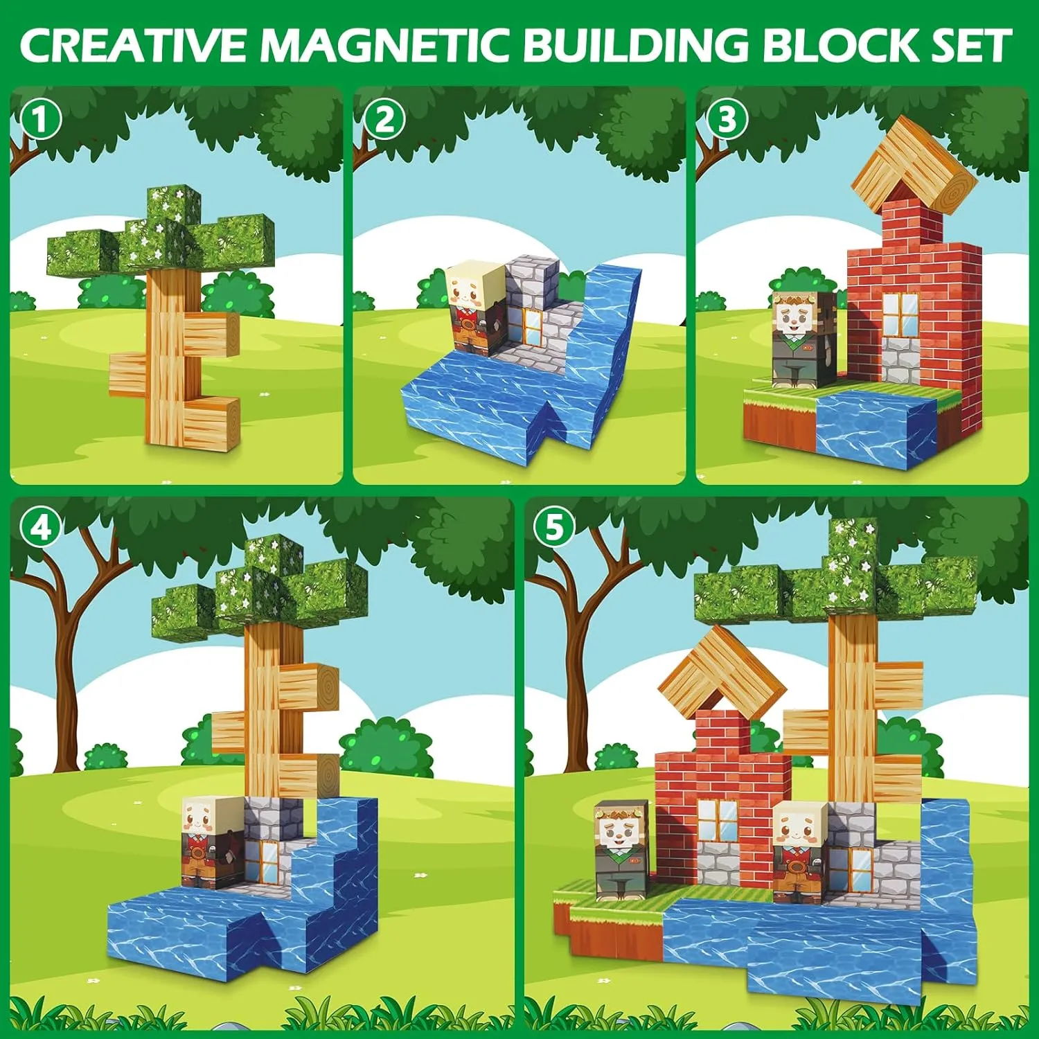 68pcs Magnetic Building Blocks Tiles for Kids Ages 4-8-12，Magnetic Building Tiles Blocks Constructions Toys Birthday Gifts for Kids Boys Girls Ages 8-12