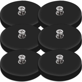 6 Pack Neodymium Rubber Coated Mounting Magnets 65LBS Scratch Safe Black Round Stud Magnets with Bolts Nuts for Lighting Camera Tools