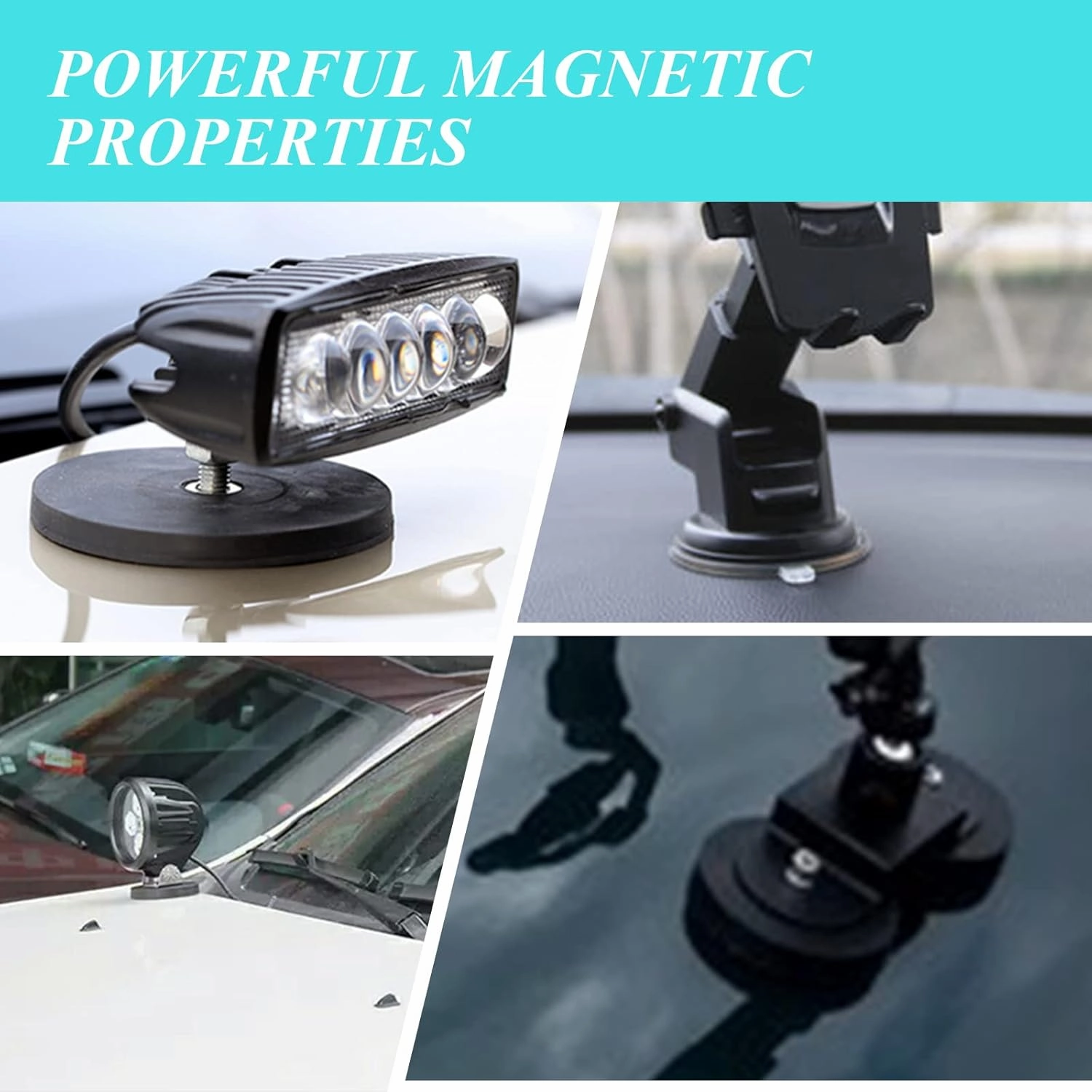 6 Pack Neodymium Rubber Coated Mounting Magnets 65LBS Scratch Safe Black Round Stud Magnets with Bolts Nuts for Lighting Camera Tools