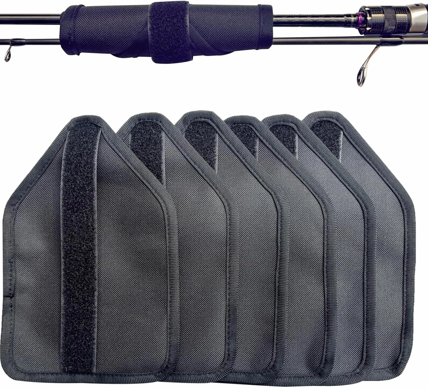 6 Pack Trapezoidal Pack Fishing Rod Armor Fishing Lure Wrap Fishing Rod Tie Durable Fish Hook Cover Fishing Lure Storage Protector Fishing Gloves for Outdoor Camping Ensure Fishermen's Safety