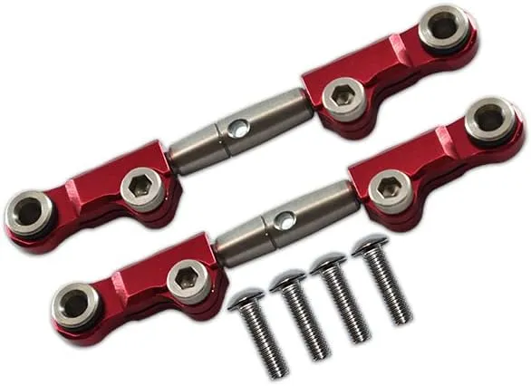 6pc Set Upgrades Aluminum Stainless Steel Front Upper Arm Tie Rod LOSI 1/18 2WD Mini-T 2.0 LOS01015 RC Cars by GPM (red)
