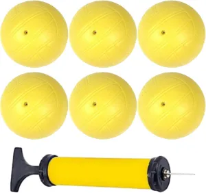 6Pcs Mini Volleyball, 3.5 Inch PVC Yellow Color, with Inflator for Beach, Swimming Pool, Playground
