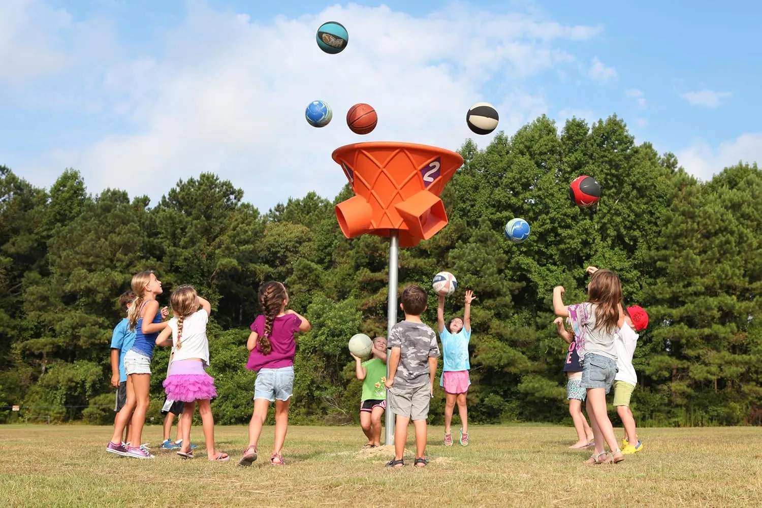 7 Foot Triple Shoot Children's Basketball Game - Inground Mount - Outdoor Hoop - Basketball Game for Children of All Ages