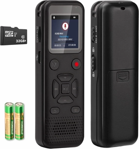 72GB Digital Voice Activated Recorder: Portable Tape Recorder with Playback Audio Recording Device for Lectures Meetings, Small Dictaphone Sound Recorder with Line in | Password | Support TF Expansion