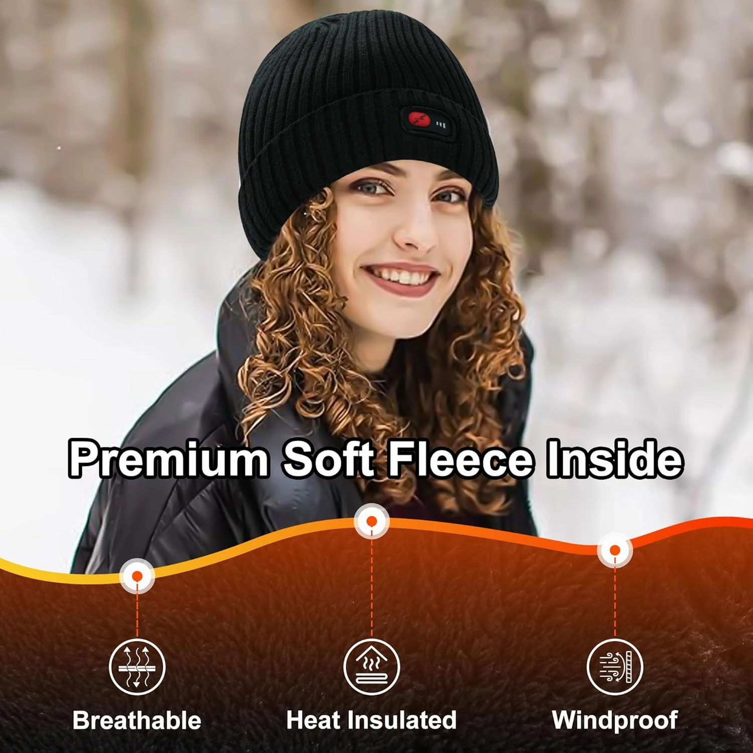 7.4V Heated Hat for Men Women, Rechargeable Electric Winter Warm Thermal Thick Heated Beanie Hat