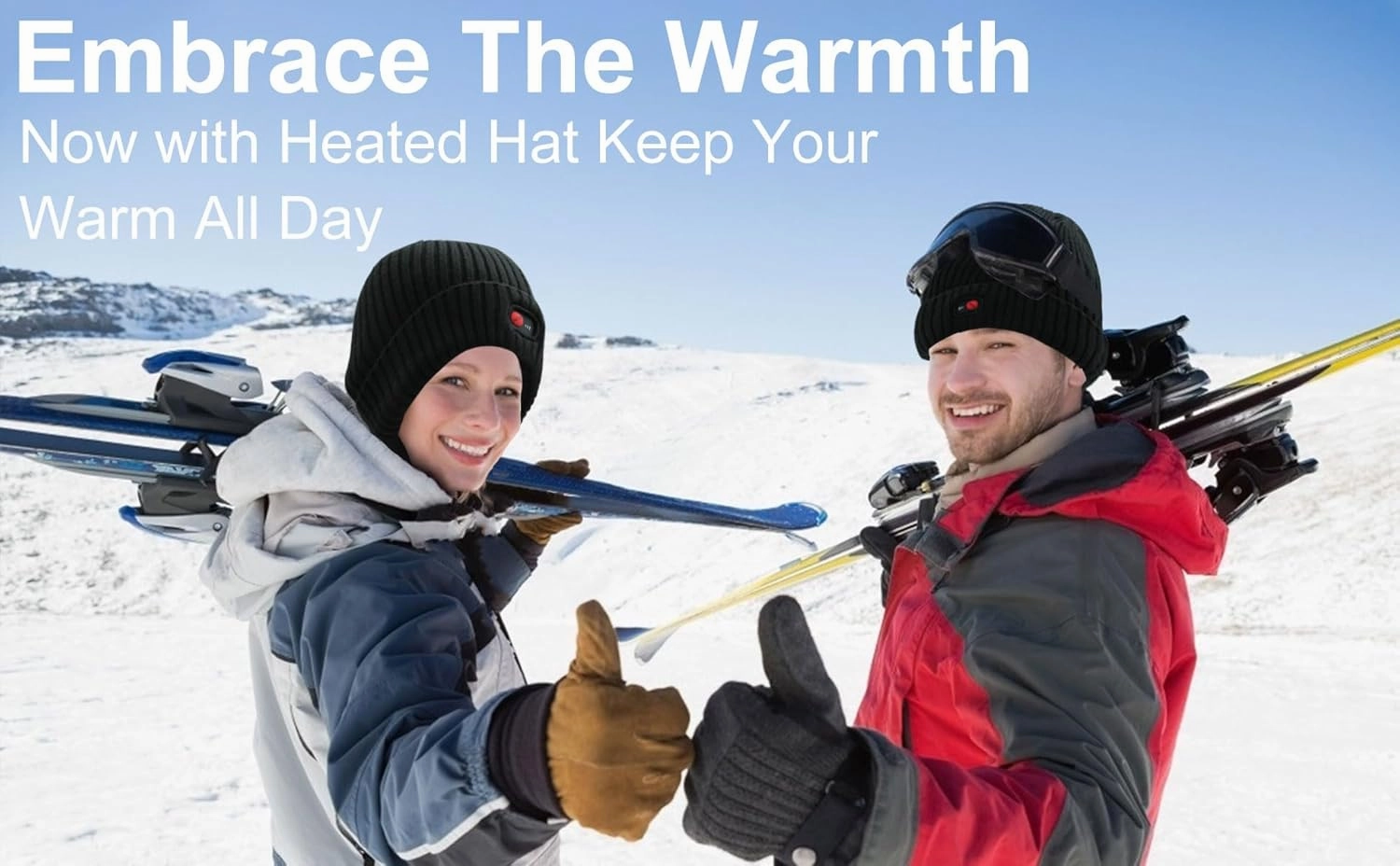 7.4V Heated Hat for Men Women, Rechargeable Electric Winter Warm Thermal Thick Heated Beanie Hat
