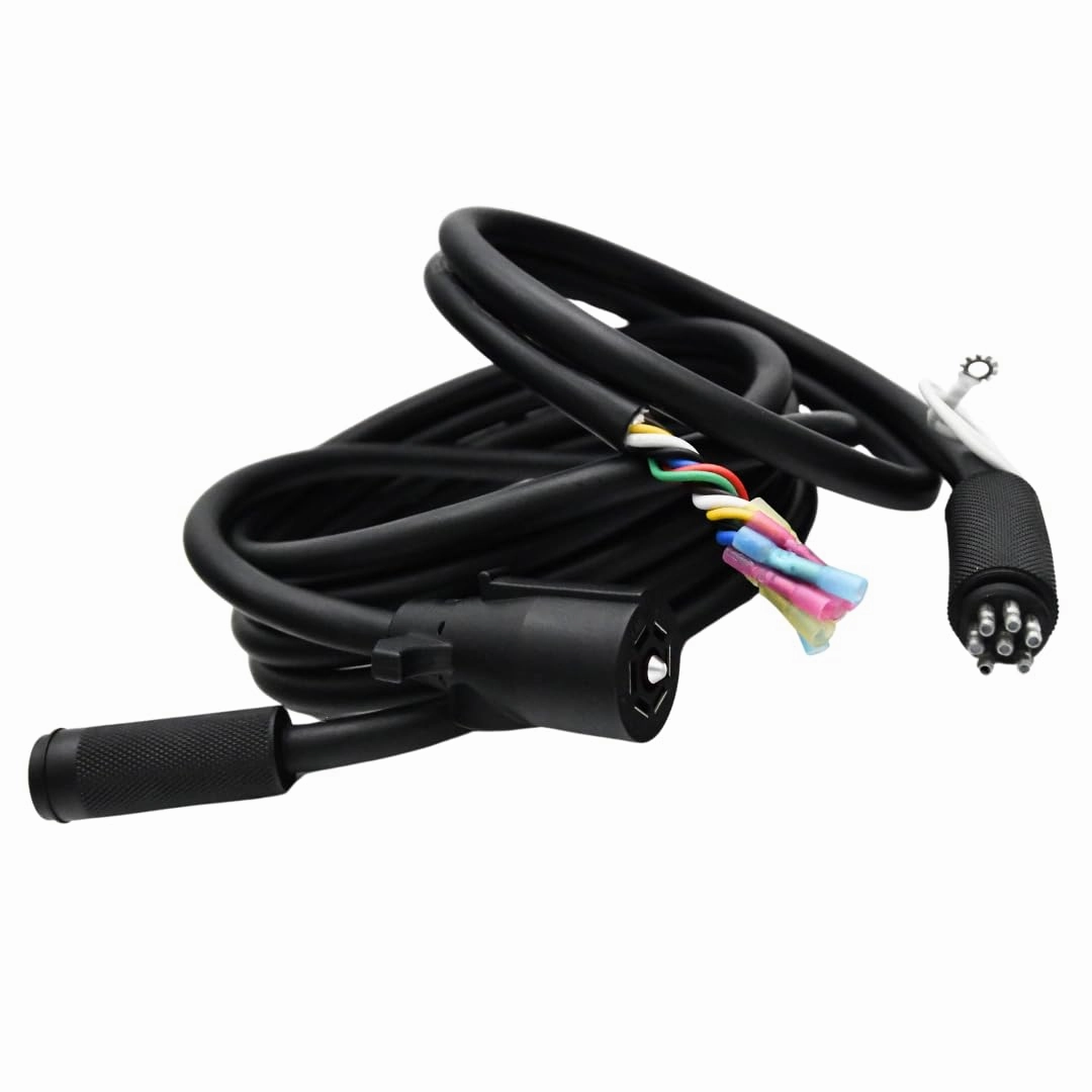 7 Way Round Heavy Duty Magnet Plug | 8FT - 7 Wire Plug-N-Play, Hardwire Trailer Cord (Wiring Harness) for 7 Pin RV’s, Campers, Equipment, Dump, and Boat Trailers (LED Light Recommended)