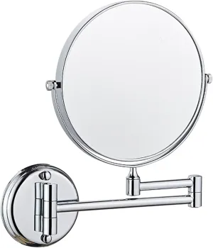 8-Inch Wall-Mounted Makeup Mirror, 360° Swivel Brass Double-Sided Mirror with 3X Magnification, Extendable Vanity Mirror(5X)