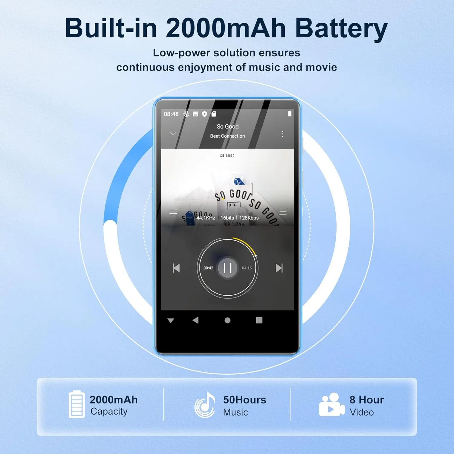 80GB Music Player, MP4 MP3 Player with Bluetooth and WiFi with 4-inch IPS Touch Screen Digital Audio Players, M503 Pro Spotify Player with Amazon Music, Audible, Chrome Browser, Support Up 512GB Blue