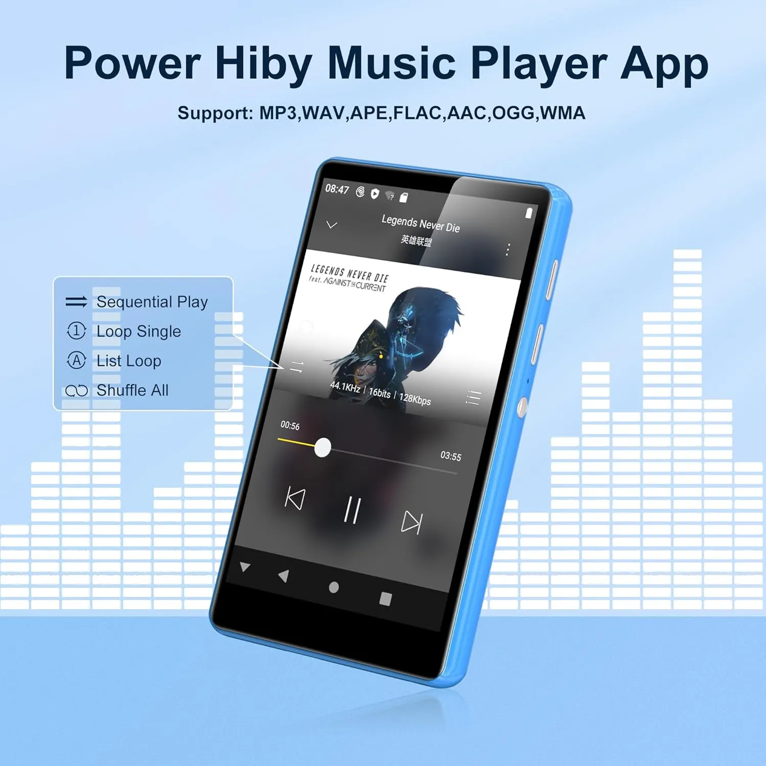 80GB Music Player, MP4 MP3 Player with Bluetooth and WiFi with 4-inch IPS Touch Screen Digital Audio Players, M503 Pro Spotify Player with Amazon Music, Audible, Chrome Browser, Support Up 512GB Blue