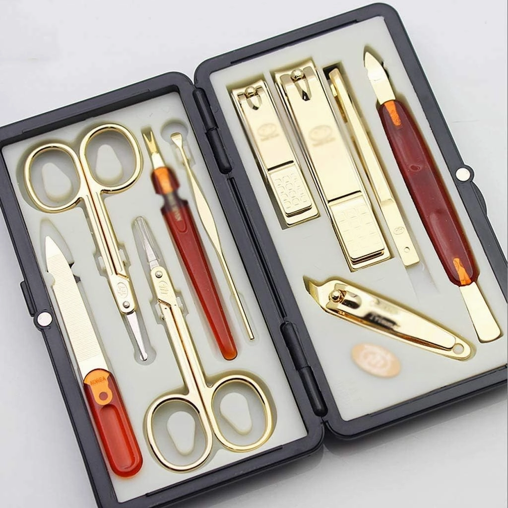 8/10pcs Stainless steel Manicure Set Nail Care Tools Pedicure Nail Clipper Kit with Mini Finger Nail Cutter Clipper File Scissor(8PCS)