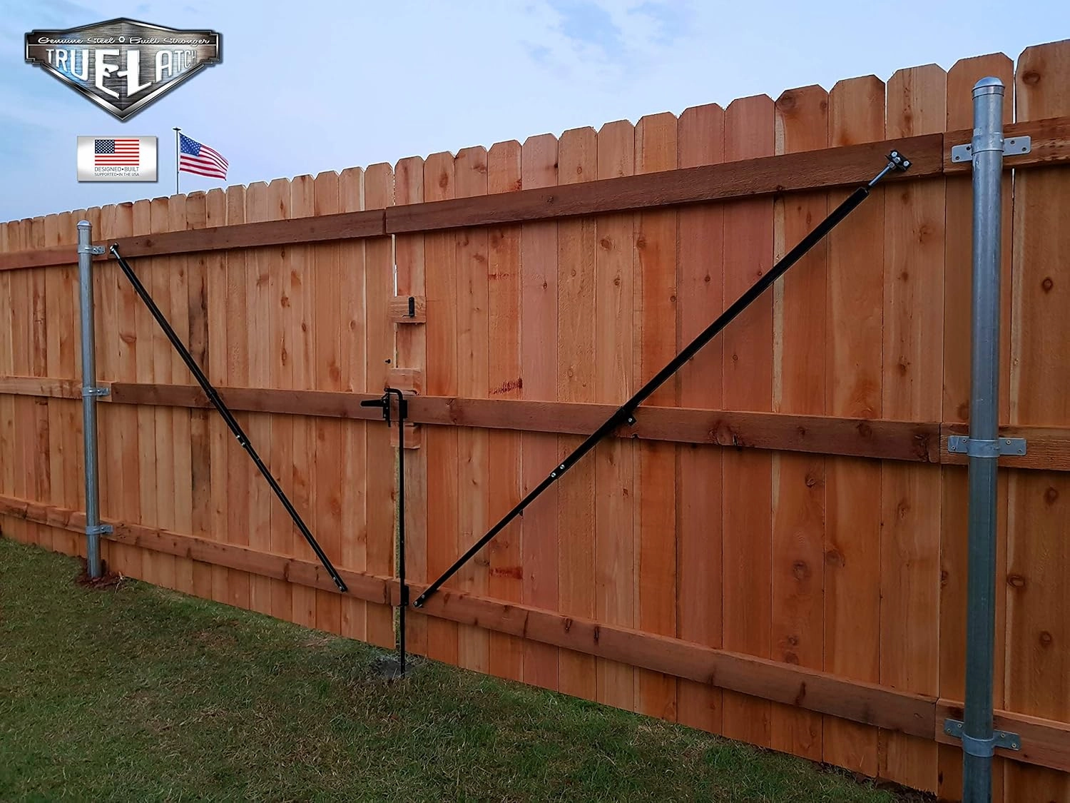8' Telescopic Gate Brace - Wood Privacy Fence Anti Sag Gate Kit - Gate Hardware Kit for Outdoor Wooden Fence Gates, 1 Patented USA Made Brace (8' Telescopic (52" - 96"), Black)