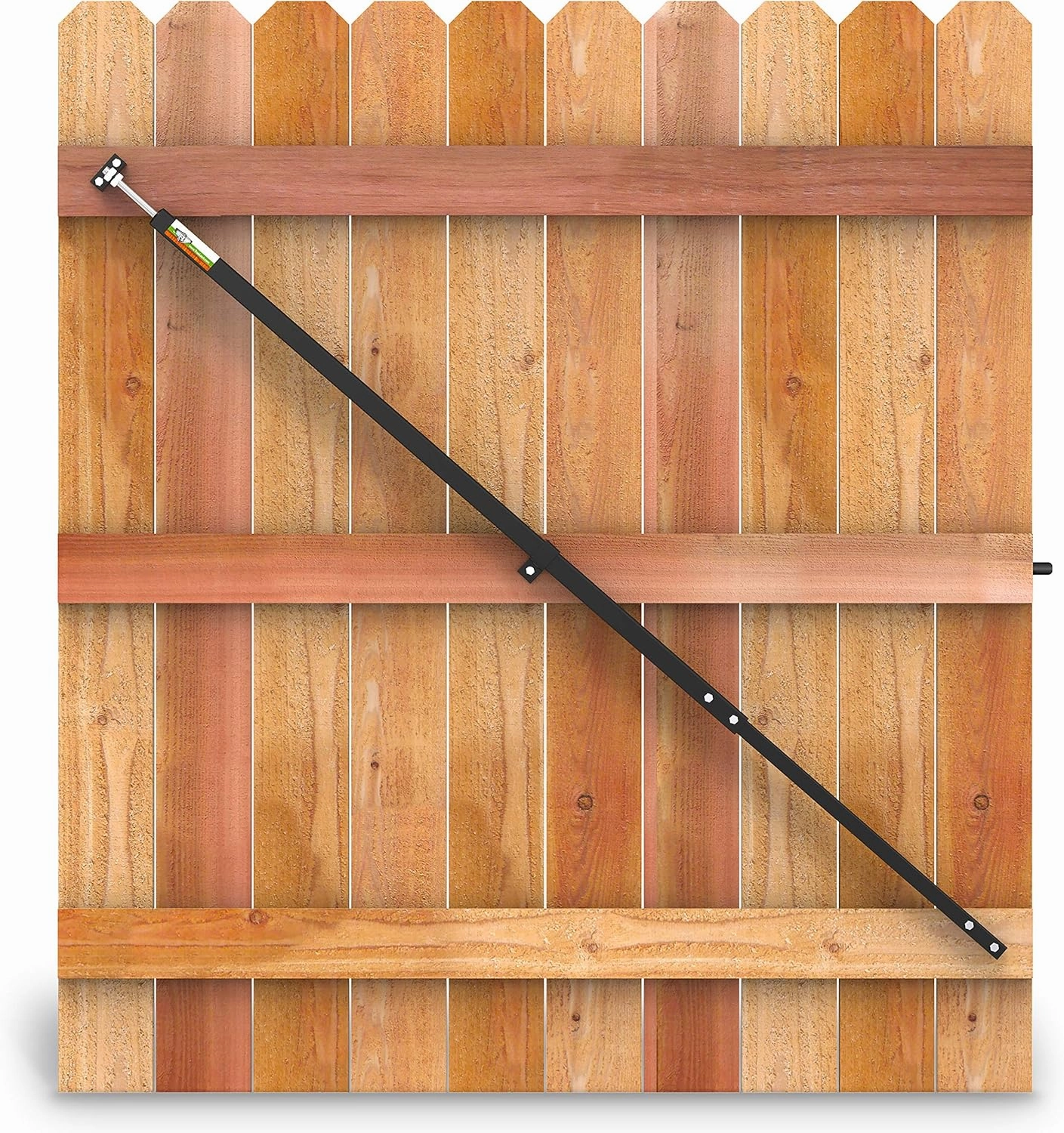 8' Telescopic Gate Brace - Wood Privacy Fence Anti Sag Gate Kit - Gate Hardware Kit for Outdoor Wooden Fence Gates, 1 Patented USA Made Brace (8' Telescopic (52" - 96"), Black)