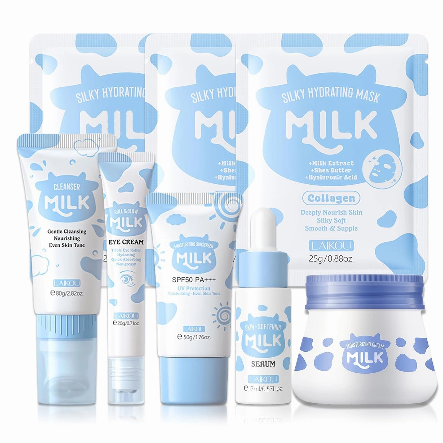 8 IN 1 Milk Skincare Set, Hydrating Set Skin Care For Kids, Kids Skincare Sets For Girls 8-10, Kids Skin Care Set For Girls Ages 8-12, Skincare For Teens Girls & Women 8PCS