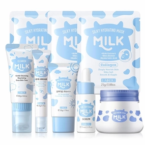 8 IN 1 Milk Skincare Set, Hydrating Set Skin Care For Kids, Kids Skincare Sets For Girls 8-10, Kids Skin Care Set For Girls Ages 8-12, Skincare For Teens Girls & Women 8PCS