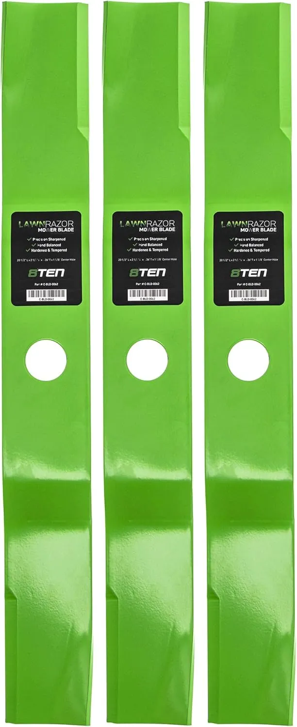 8TEN LawnRAZOR Blade Set for Kubota B1550 B1750 F2560E 60 inch Deck 70000-25001 76539-34330 K5651-34340 (High-Lift)