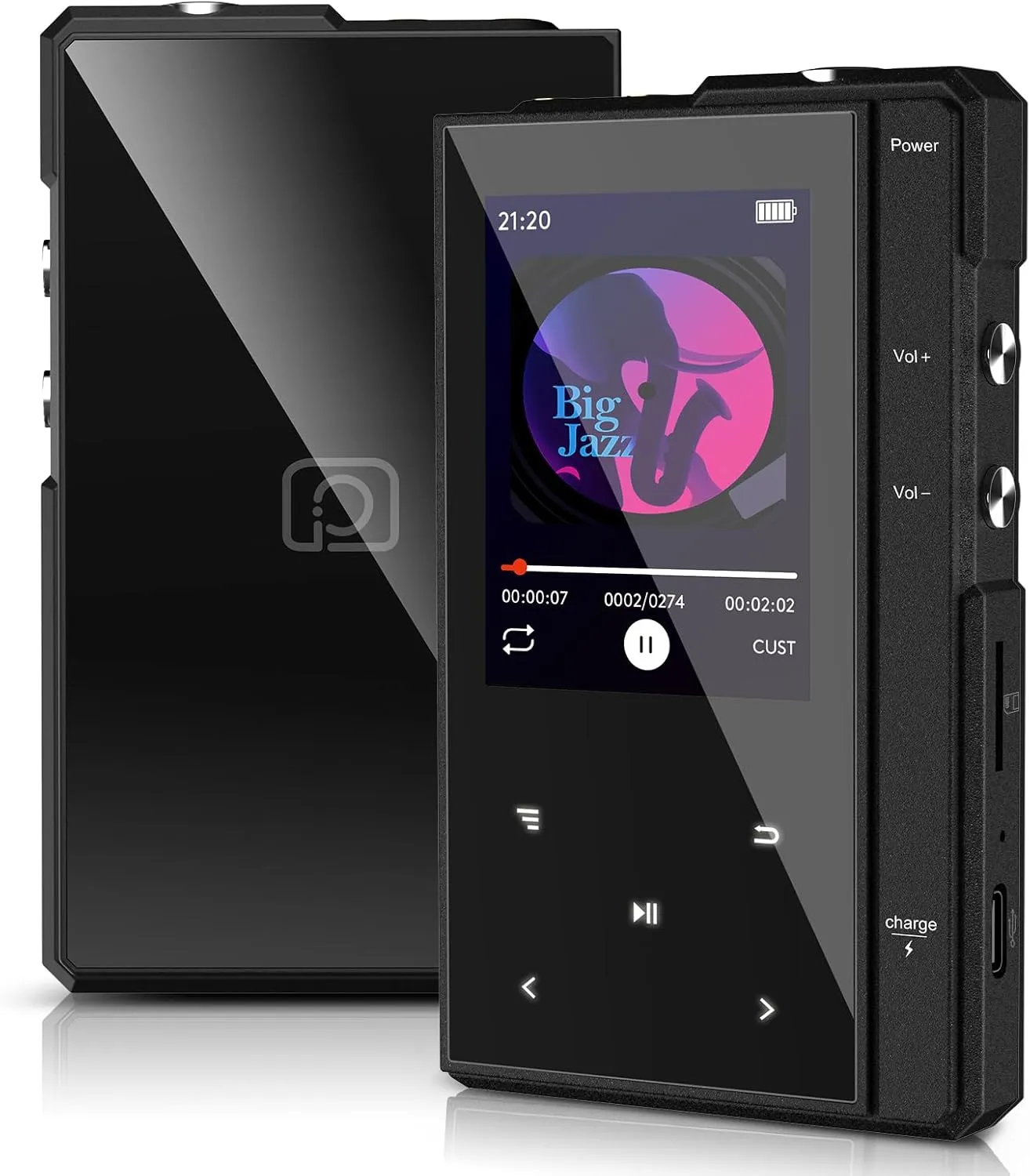 96GB MP3 Player with Bluetooth 5.0, Phinistec Z6 Digital Audio Player with Loud Speaker, 2.4'' IPS Super Battery Life Music Player with FM Radio, E-Book, Music Alarm Support up to 256GB