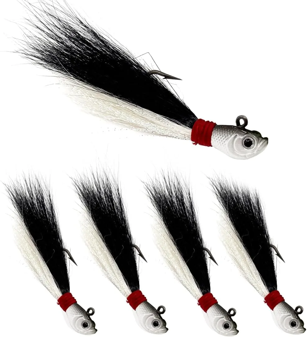 9KM DWLIFE Bucktail Jigs Jig Heads Saltwater Buck Tail Fishing Lure Crappie Hair Jigs Bass Walleye Surf Fishing Lures