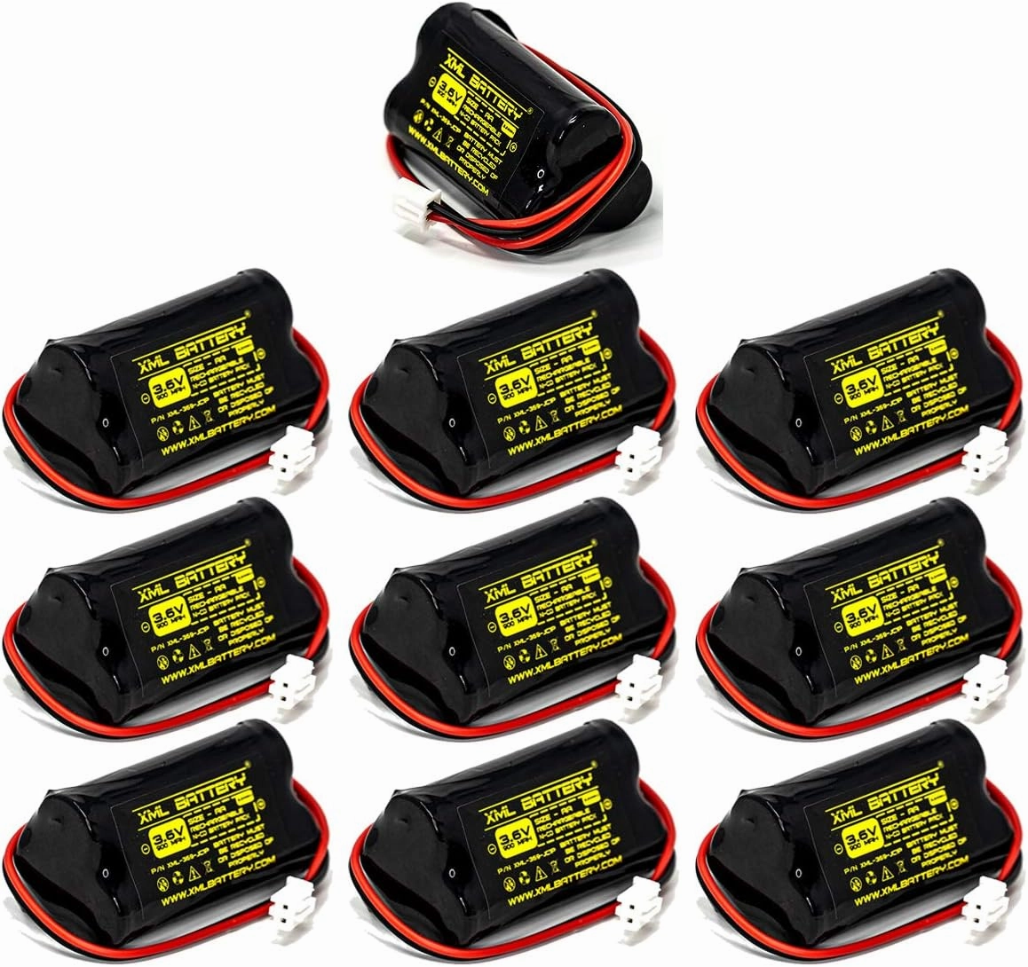 (10 Pack) Lowes 253799 BBAT0063A TOPA 6200RP Unitech AA900MAH 3.6V Exitronix 10010037 6200-RP 3.6v 900mAh Ni-CD Battery Pack Replacement for Exit Sign Emergency Light