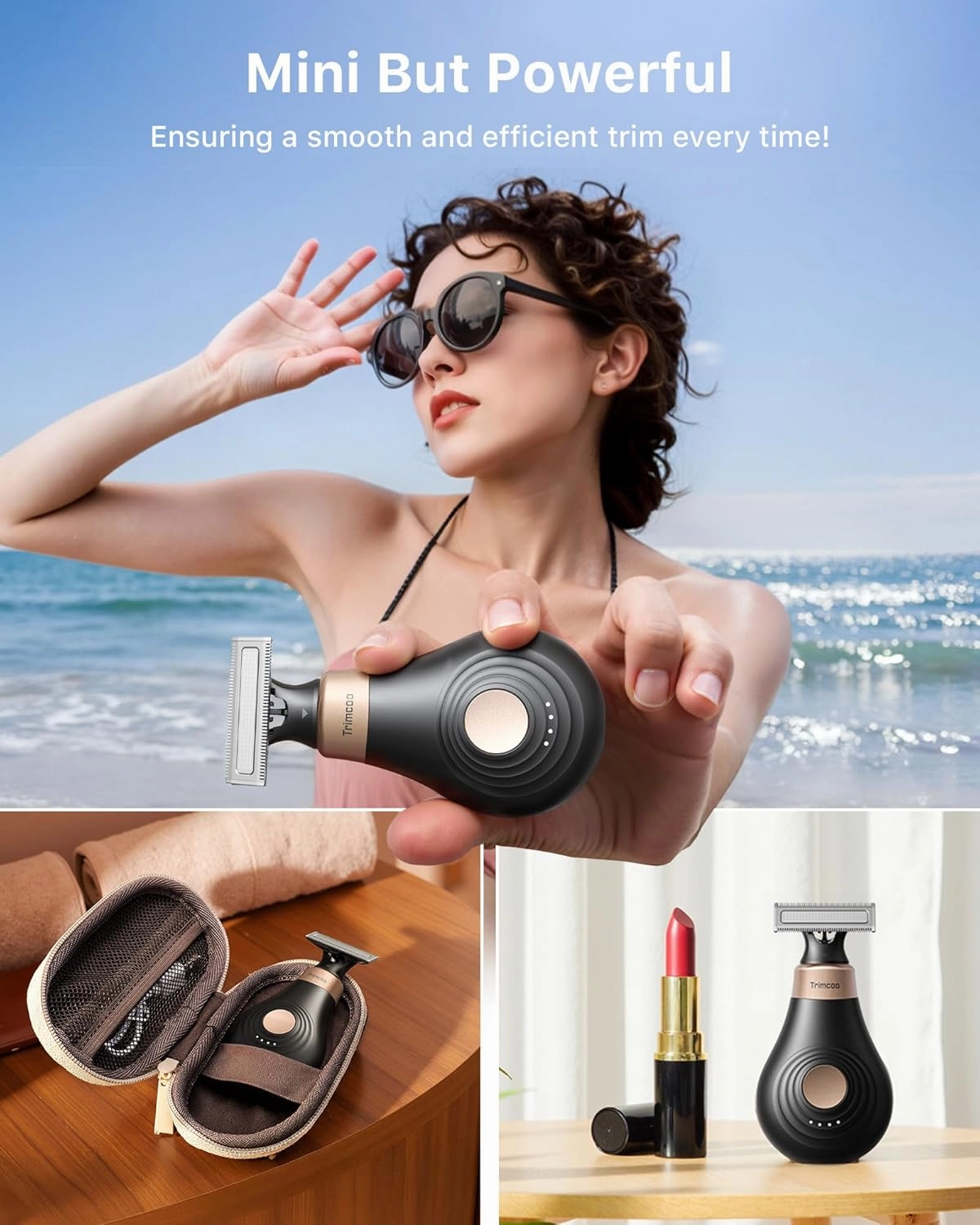 [2025 Upgraded] Body Hair Trimmer for Women/Men [Small But Powerful] Painless Pubic Hair Removal, Waterproof Wet/Dry Bikini Line Shaver, USB-C Charging Electric Razor with Travel Case, Black