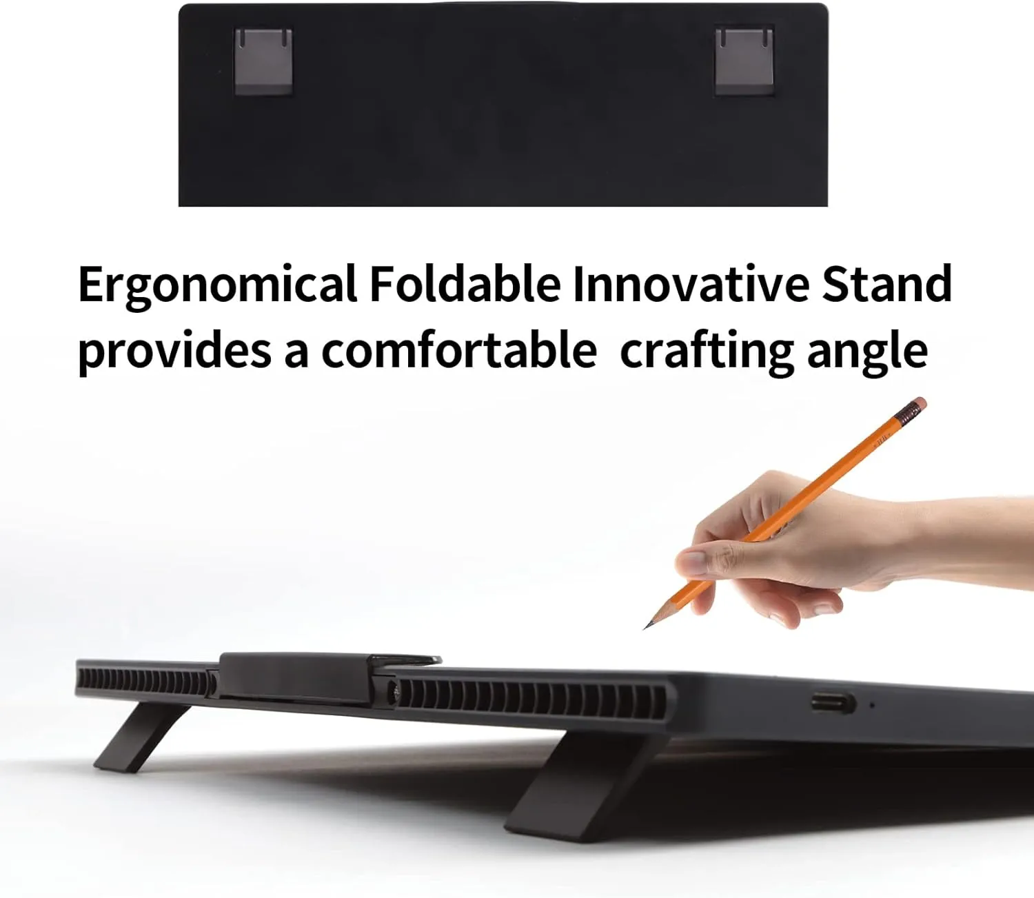 A4 Wireless LED Light Pad with Carry Bag, Innovative Stand and Top Clip, TOHETO Rechargeable Light Box Stepless Dimmable and 6 Levels Brightness Cordless Light Board for Tracing Weeding Vinyl (Black)