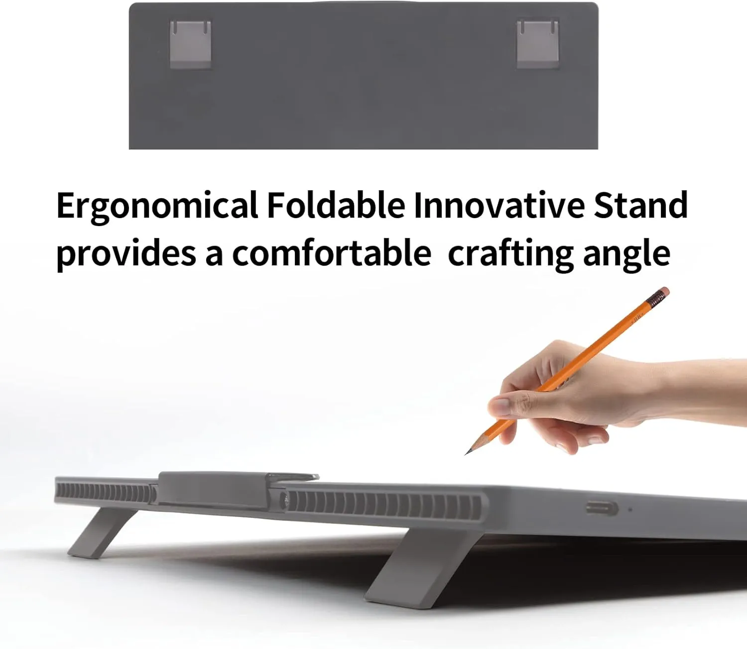 A4 Wireless LED Light Pad with Carry Bag, Innovative Stand and Top Clip, TOHETO Rechargeable Light Box Stepless Dimmable and 6 Levels Brightness Cordless Light Board for Tracing Weeding Vinyl (Grey)