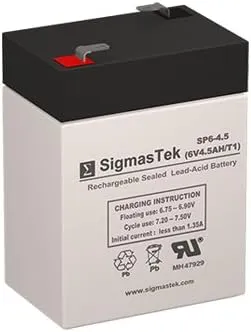 Abbott Laboratories ENTERAL Pump 6V 5AH Replacement Battery - 6 Volt 4.5 AH F1 Terminal by SigmasTek